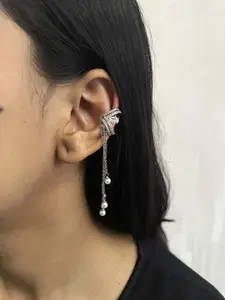 ISHKAARA Silver Plated Rhinestone Ear Cuff