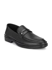 Hitz Men Textured Round Toe Leather Formal Slip-On Shoes