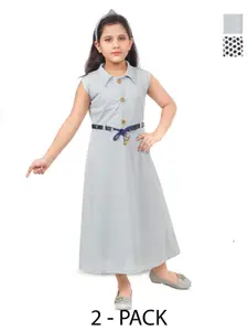 BAESD Girls Pack Of 2 Shirt Collar A-Line Maxi Dress