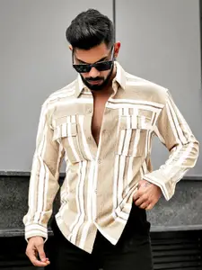 Maniac Relaxed Striped Cotton Casual Shirt