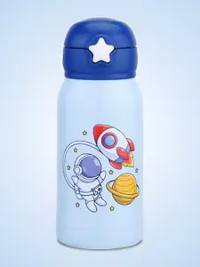 CLAY CRAFT Blue & White Printed Stainless Steel Double Wall Vacuum Water Bottle 550 ml