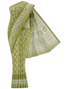 Nalli Batik Printed Silk Cotton Maheshwari Zari Saree