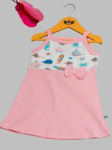 BAESD Girls Shoulder Straps Floral Printed A-Line Cotton Dress