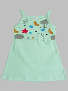 BAESD Girls Printed Shoulder Strap Cotton A-Line Dress