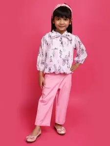 V-Mart Girls Printed Pure Cotton Top with Trousers
