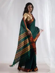 Unnati Silks Woven Design Zari Handloom Pure Cotton Narayan Peth Saree