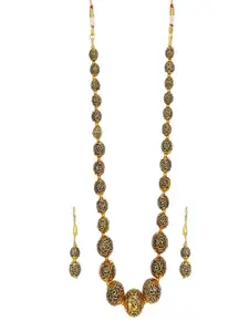 Runjhun Gold-Plated Beaded Necklace with Earrings
