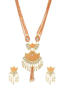 Runjhun Gold Plated Kundan Studded Necklace & Earrings