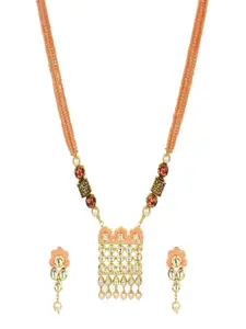 Runjhun Gold Plated Kundan Necklace & Earrings Set