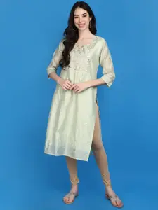 V-Mart Ethnic Motifs Embroidered Cotton Straight Kurta