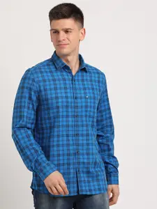 Turtle Classic Slim Fit Tartan Checked Printed Pure Cotton Casual Shirt