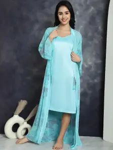 Claura Printed Nightdress With Robe