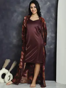 Claura Printed Nightdress With Robe