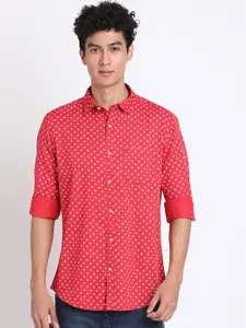 Turtle Classic Slim Fit Geometric Printed Pure Cotton Casual Shirt