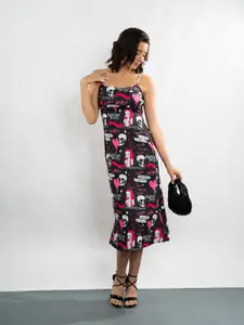 Stylecast X Hersheinbox Printed Smocked A-Line Midi Dress