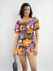 Stylecast X Hersheinbox Floral Print Cut-Out Waist A-Line Mini Dress