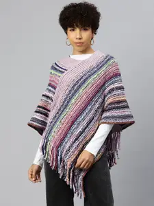 Pierre Carlo Striped Longline Poncho