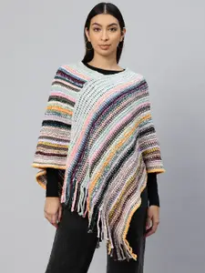 Pierre Carlo Women Striped Longline Poncho