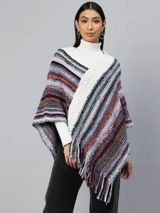 Pierre Carlo Striped Longline Poncho