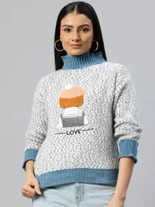 Pierre Carlo Turtle Neck Pullover with Embroidered Detail