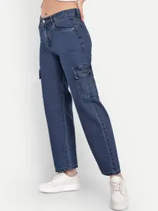BROADSTAR Women Smart Straight Fit High-Rise Cargo Style Jeans