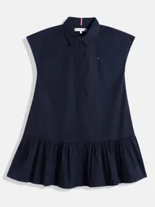 Tommy Hilfiger Solid Pure Cotton Drop-Waist Style Shirt Dress