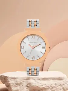 DressBerry Women Silver-Toned Embellished Bracelet Style Straps Analogue Watch DB23-6A