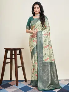 HERE&NOW Floral Woven Design Zari Banarasi Saree