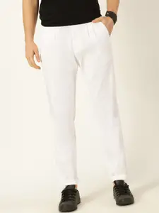 Thomas Scott Men Smart Pleated Linen Cotton Chinos Trousers