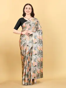 bansari textiles Floral Printed Satin Saree