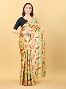 bansari textiles Floral Printed Satin Block Print Saree