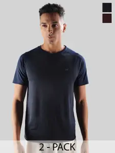 Force NXT Men Microfiber Anti Viral Anti Odour Cool Round Neck Pack Of 2 Sports Printed T-Shirt