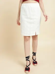 UnaOne Self Design Knee Length Pencil Skirt
