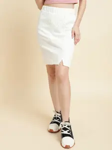 UnaOne Self Design Pure Cotton Pencil Knee Length Skirt