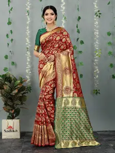 Sadika Woven Design Zari Silk Blend Ready to Wear Kanjeevaram Saree