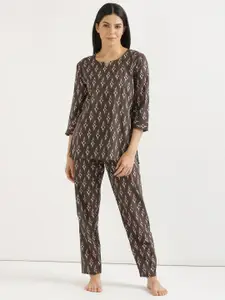 SHOOLIN Printed Pure Cotton Night Suit