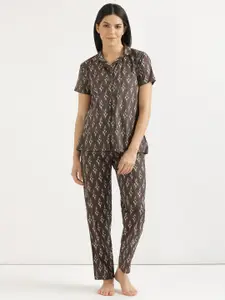 SHOOLIN Evil Eye Printed Pure Cotton Night Suit