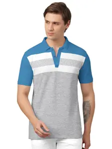 BULLMER Colourblocked Polo Collar Cotton T-shirt
