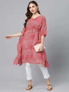 KALINI Women Leheriya Printed Flared Sleeves Kaftan Kurta