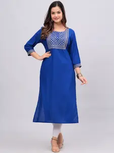 NEW4U Sequins Embroidered Solid Straight Kurta