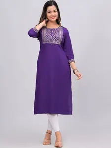 NEW4U Sequins Embroidered Solid Straight Kurta