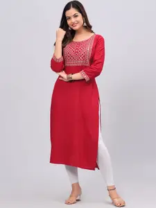 NEW4U Sequins Embroidered Solid Straight Kurta