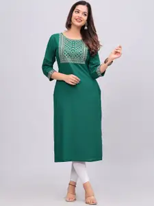 NEW4U Sequins Embroidered Solid Straight Kurta
