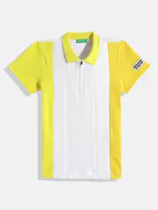 United Colors of Benetton Boys Colourblocked Polo Collar Pure Cotton T-shirt