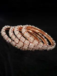 NMII Set Of 4 Pearls Studded Kada Bangles