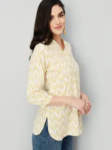 max Chevron Printed Mandarin Collar Straight Kurti