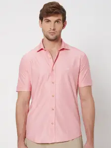 Mufti Spread Collar Slim Fit Opaque Cotton Casual Shirt