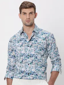 Mufti Slim Fit Abstract Printed Cotton Casual Shirt