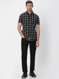 Mufti Slim Fit Windowpane Checks Cotton Casual Shirt