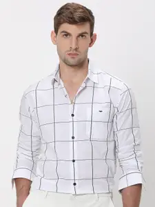 Mufti Slim Fit Windowpane Checks Cotton Casual Shirt